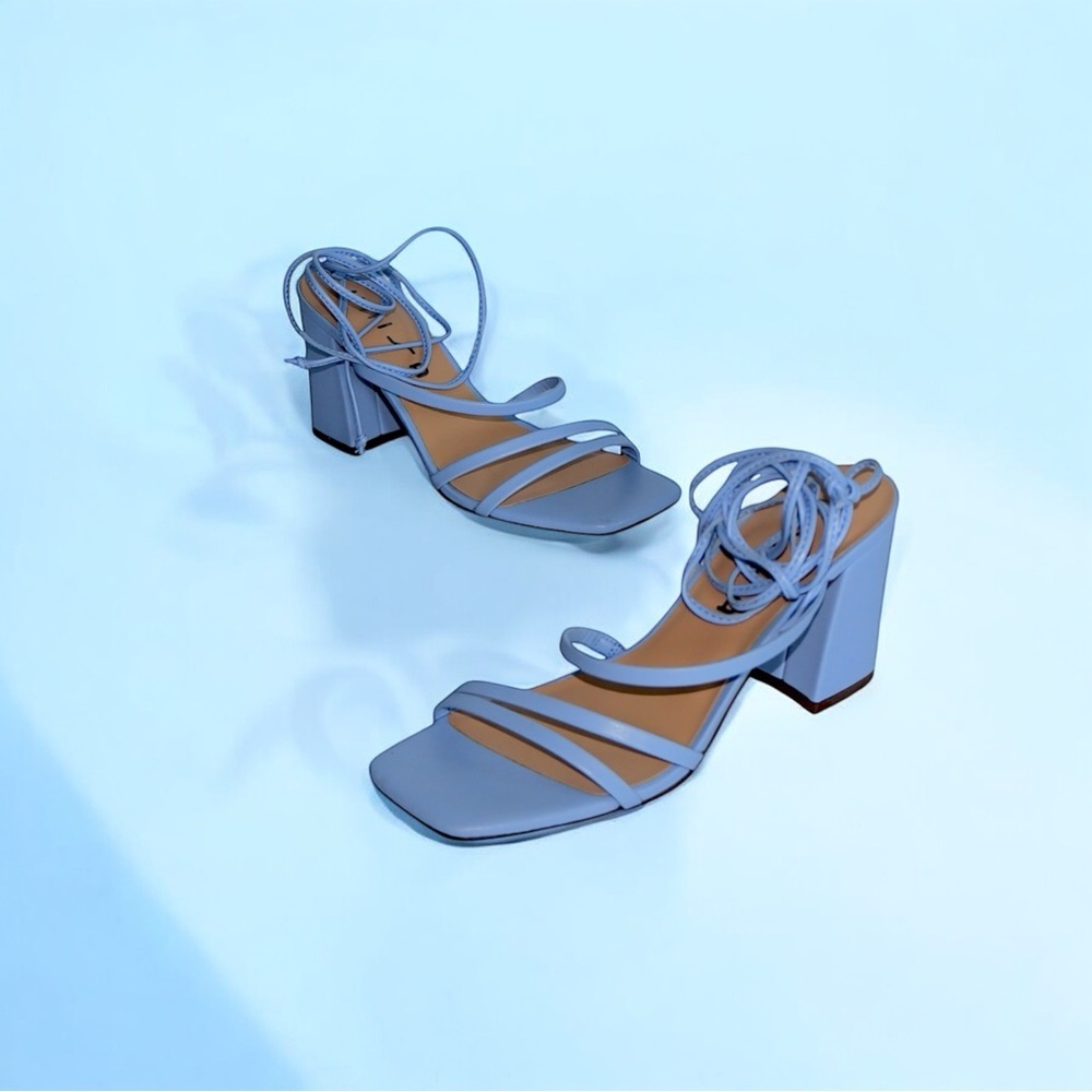 Light Blue Square Toe Sandals Size US‎ 7